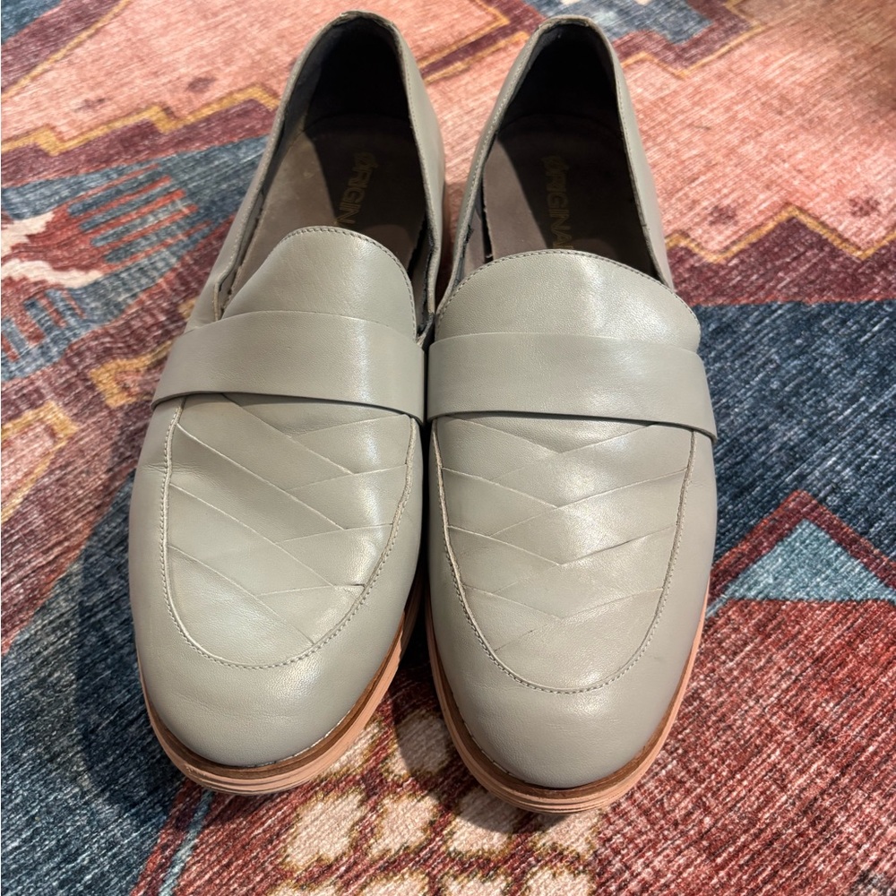 Gray Leather Loafers